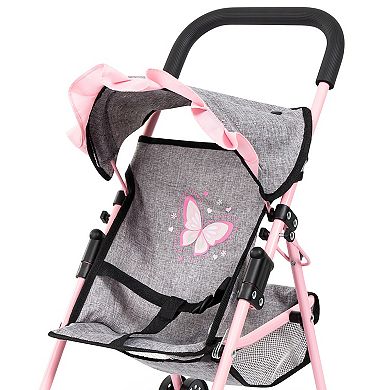 Bayer Doll Buggy With Handbag & Sunshade, Folding Play Stroller For Dolls Set