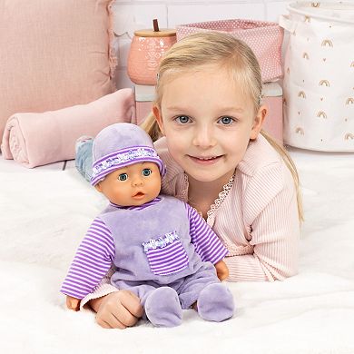 Bayer First Words Baby Soft Body Doll with Realistic Sounds & Accessories