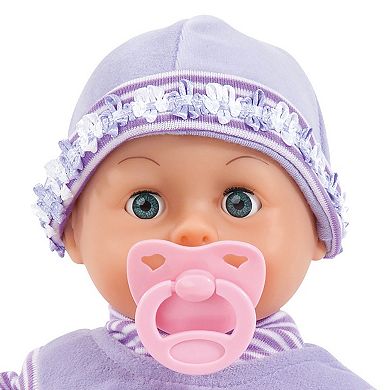 Bayer First Words Baby Soft Body Doll with Realistic Sounds & Accessories