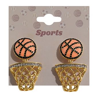 Gold Tone Basketball Net Earrings