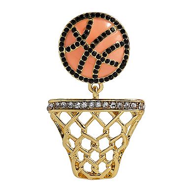 Gold Tone Basketball Net Earrings