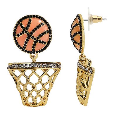 Gold Tone Basketball Net Earrings