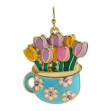 Gold Tone Tulip in Cup Earrings