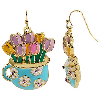 Gold Tone Tulip in Cup Earrings
