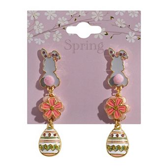 Gold Tone Easter Linear Earrings