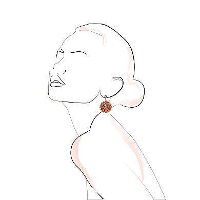 Gold Tone Peach Bee Teardrop Earrings