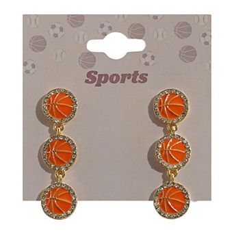 Gold Tone Basketball Drop Earrings