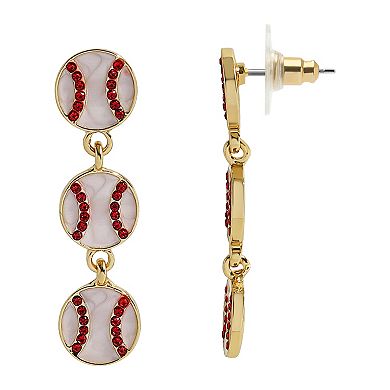 Gold Tone Baseball Drop Earrings