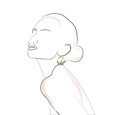 Gold Tone Enamel Flower Drop Earrings