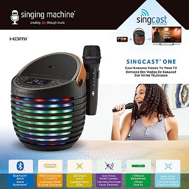 Singing Machine Bluetooth Karaoke System with Light Show & Voice Changing Effects