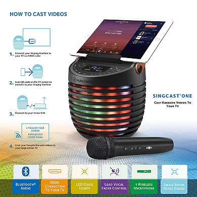 Singing Machine Bluetooth Karaoke System with Light Show & Voice Changing Effects