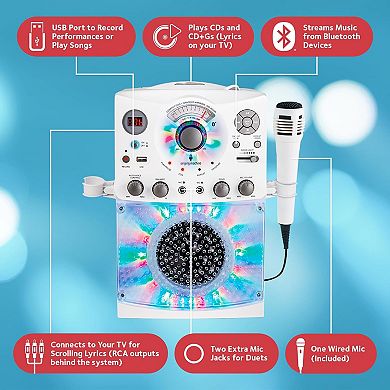Singing Machine Portable Karaoke Machine with Wired Microphone & Bluetooth Connectivity