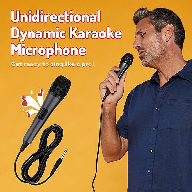 Singing Machine Unidirectional Dynamic Microphone with 10.5-Foot Cord