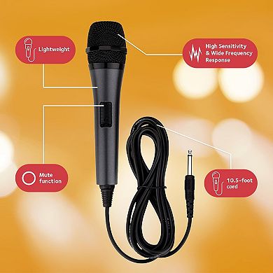 Singing Machine Unidirectional Dynamic Microphone with 10.5-Foot Cord