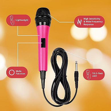 Singing Machine Unidirectional Dynamic Microphone with 10.5-Foot Cord