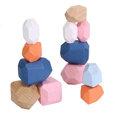 Merchant Ambassador Stacking Stones Tower Building Game - 38 Shapes, 45 Challenge Cards