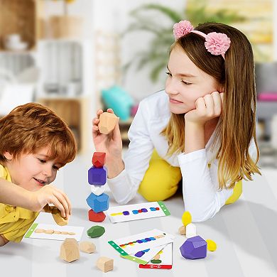 Merchant Ambassador Stacking Stones Tower Building Game - 38 Shapes, 45 Challenge Cards