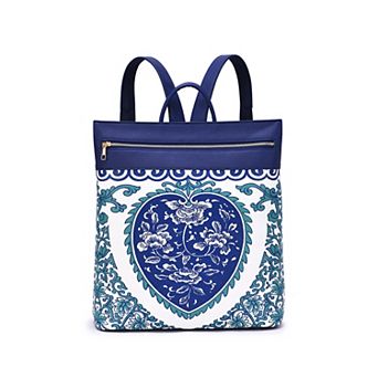 Mellow World Porcelain Print Backpack With Zip Closure