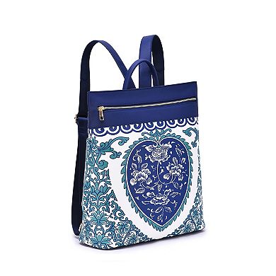 Mellow World Porcelain Print Backpack With Zip Closure
