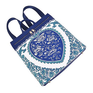 Mellow World Porcelain Print Backpack With Zip Closure