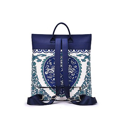 Mellow World Porcelain Print Backpack With Zip Closure