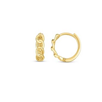 Karat Rush 14k Gold Curb Huggie Hoop Earrings