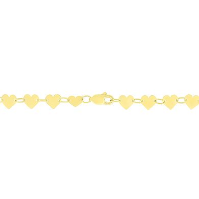 Karat Rush 10k Gold Heart Mirror Chain Bracelet