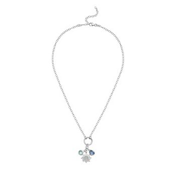 Karat Rush Sterling Silver Cubic Zirconia & Sun Charm Necklace