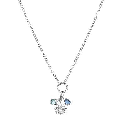 Karat Rush Sterling Silver Cubic Zirconia & Sun Charm Necklace