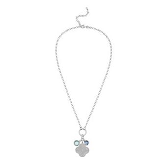 Karat Rush Sterling Silver Cubic Zirconia & Flower Charm Necklace