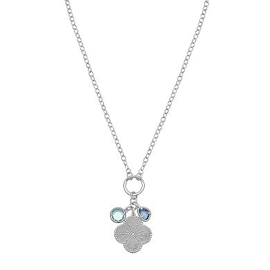 Karat Rush Sterling Silver Cubic Zirconia & Flower Charm Necklace