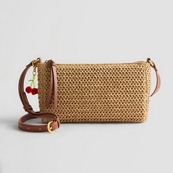 Sonoma Goods For Life® Geer Straw Top-Zip Crossbody Bag with Detachable Cherry Charm