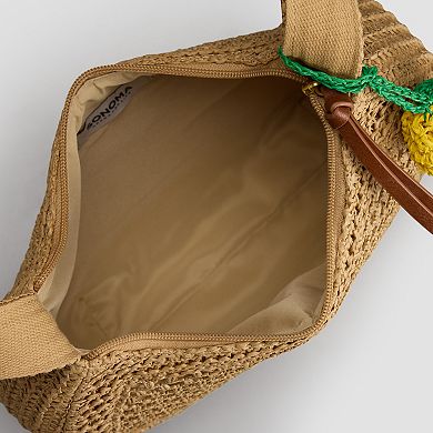Sonoma Goods For Life® Sybil Straw Shoulder Bag with Detachable Crochet Lemon Charm
