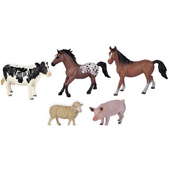 Dickie Toys Farm Animals 5 pc Horse, Sheep, Pig and Cow Figurine Set