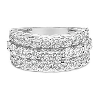 Haus of Brilliance Sterling Silver Carat T.W. Lab Grown Diamond 3-Row Band Ring