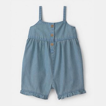 Baby Girl Carter's Chambray Button Closure Sleeveless Romper