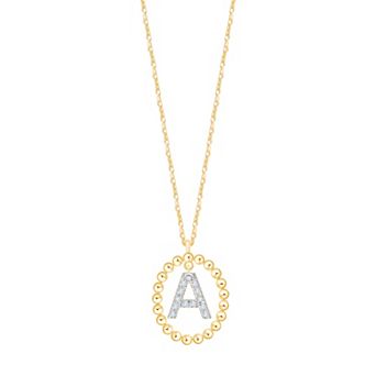 Brilliant Love 14k Gold Over Silver 1/10 Carat T.W. Lab-Grown Diamond Initial Pendant Necklace