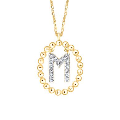 Brilliant Love 14k Gold Over Silver 1/10 Carat T.W. Lab-Grown Diamond Initial Pendant Necklace