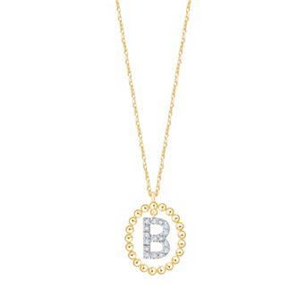 Brilliant Love 14k Gold Over Silver 1/10 Carat T.W. Lab-Grown Diamond Initial Pendant Necklace