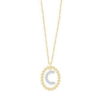 Brilliant Love 14k Gold Over Silver 1/10 Carat T.W. Lab-Grown Diamond Initial Pendant Necklace