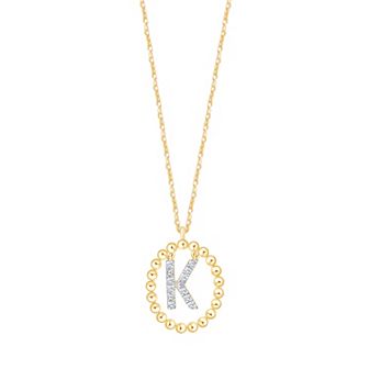 Brilliant Love 10k Gold over Sterling Silver 1/10 Carat T.W. Lab-Grown Diamond Initial Pendant Necklace