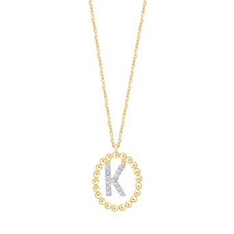 Brilliant Love 14k Gold Over Silver 1/10 Carat T.W. Lab-Grown Diamond Initial Pendant Necklace