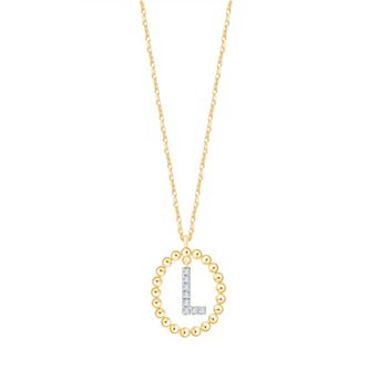 Brilliant Love 14k Gold Over Silver 1/10 Carat T.W. Lab-Grown Diamond Initial Pendant Necklace