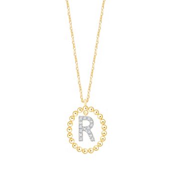 Brilliant Love 14k Gold Over Silver 1/10 Carat T.W. Lab-Grown Diamond Initial Pendant Necklace