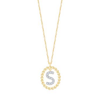 Brilliant Love 14k Gold Over Silver 1/10 Carat T.W. Lab-Grown Diamond Initial Pendant Necklace