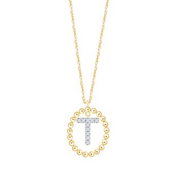 Brilliant Love 14k Gold Over Silver 1/10 Carat T.W. Lab-Grown Diamond Initial Pendant Necklace