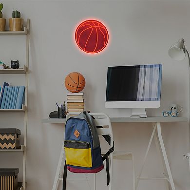 Neon Orange LED Basketball Wall Decor