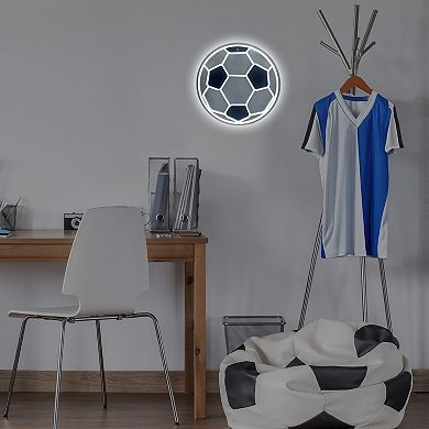 Neon White Soccer Ball LED Wall Decor