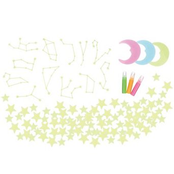 Hauck Glow Stars Collection 300 pc Peel-&-Stick Decals & Pens Room Decoration