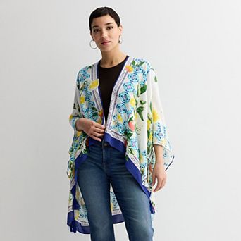 Women's Nine West Lemon Tile Printed Crinkle Viscose Kimono